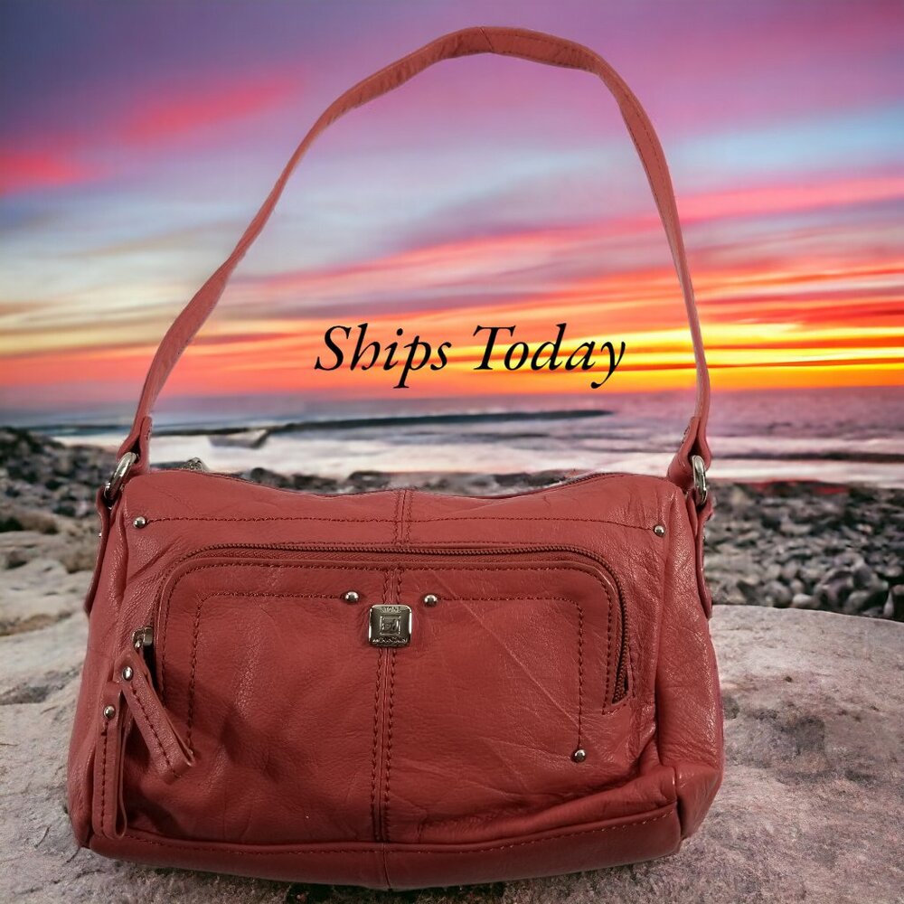 Stone Mountain Pink Leather Crossbody Purse Shoulder Bag 11094